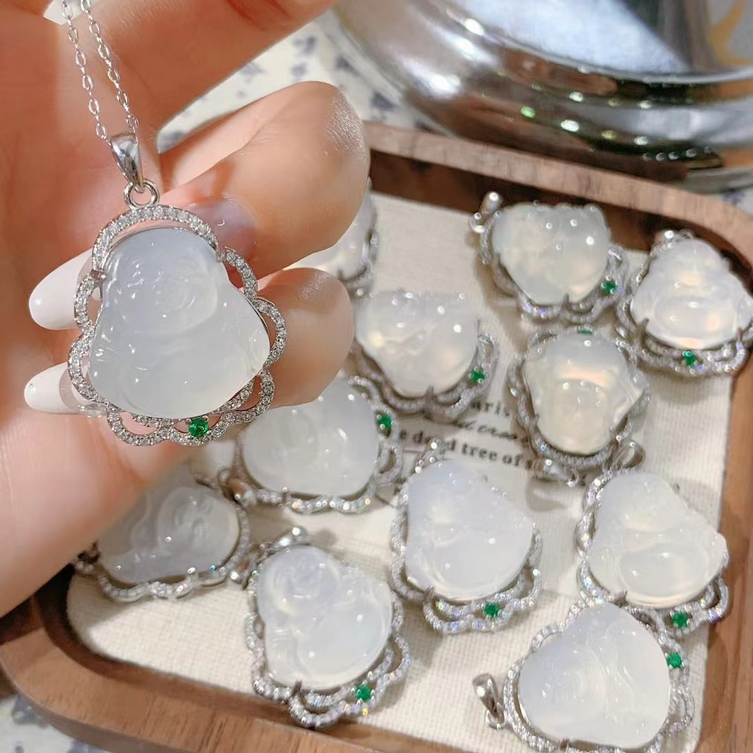 A pure silver necklace with Buddha silver ornaments detail image 6