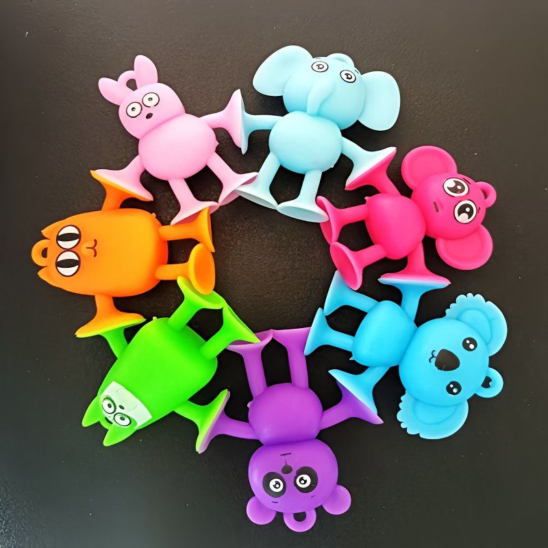 儿童益智软胶积木浴室吸盘玩具洗澡玩具DIY互吸拼接玩具动物系列7颗彩袋装细节图