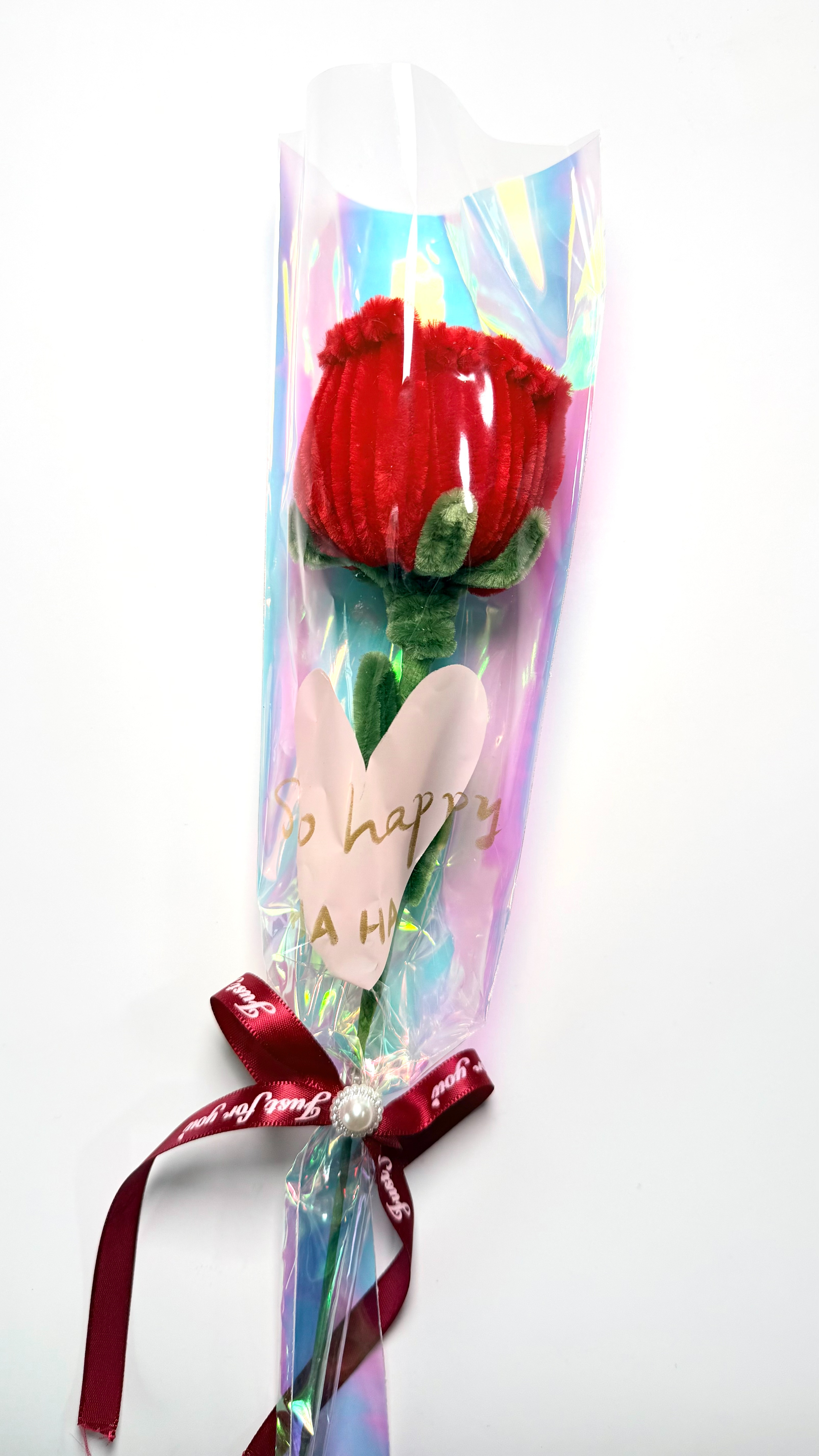 Single flower packaging bag, iridesy woolen knitted rose bouquet, wax thread, adult products, plush bouquet Item Picture
