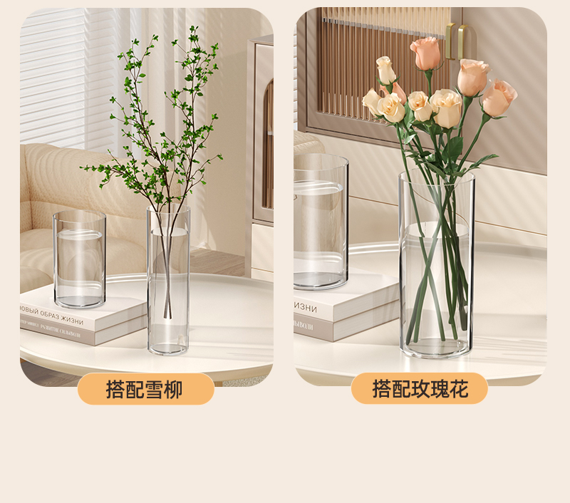 直筒透明玻璃花瓶摆件客厅插花龟背竹花盆竹专用轻奢玻璃缸鱼缸详情9
