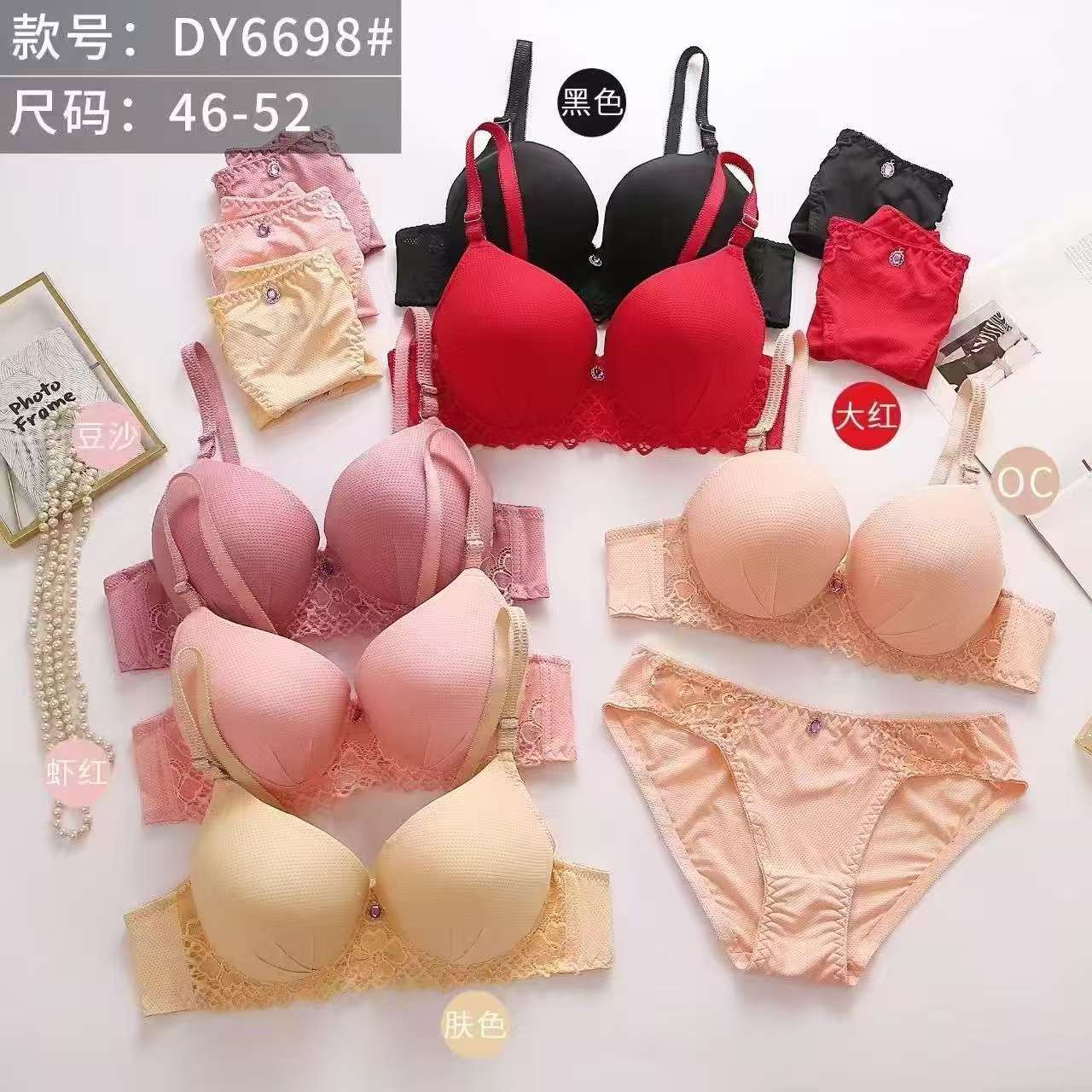 外贸工厂聚拢蕾丝文胸套装性感厚杯大码内衣有钢圈批发产品图