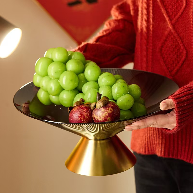 果盘家用客厅茶已水果坚果摆放盘白底实物图