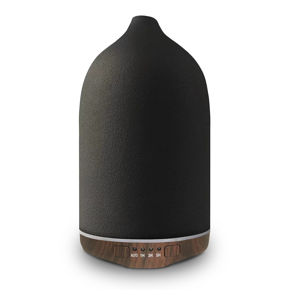 250ml木纹陶瓷短嘴加湿器七彩白黑陶瓷香薰机超声波精油扩散器