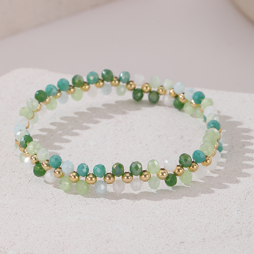 云逸饰家 七彩水晶手链 戒指 项链套装 少女心彩色水晶饰品度假风小众锁骨链叠戴手链弹力戒指详情11