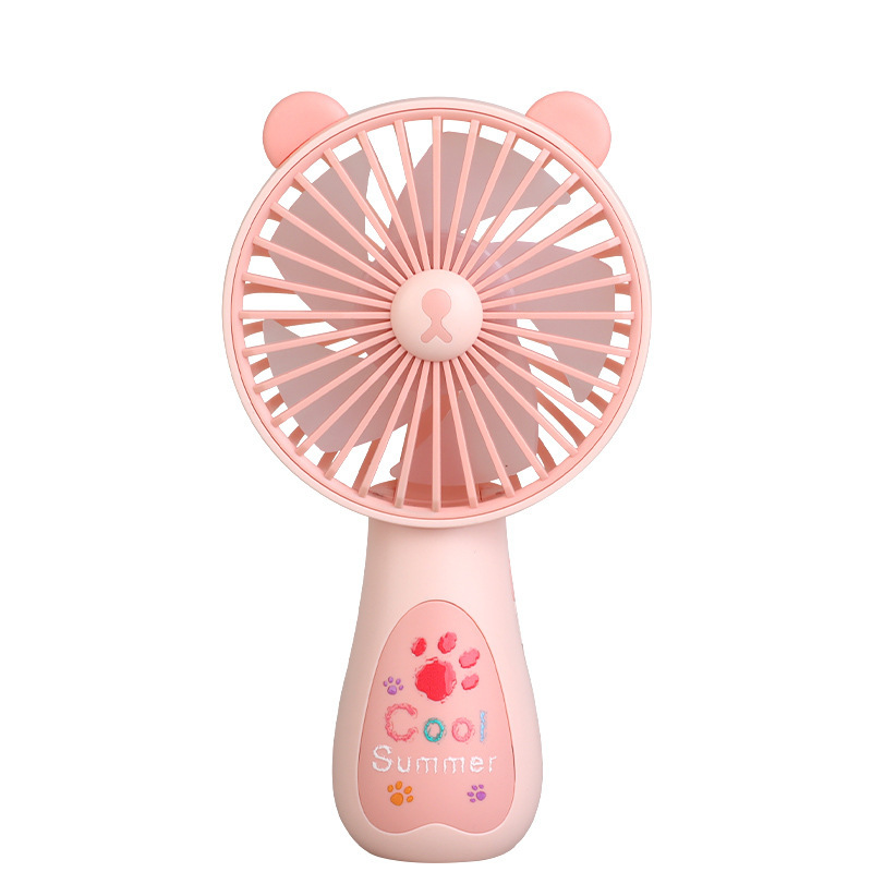 新款萌趣卡通手持小风扇迷你便携式USB充学生宿舍大风力电扇批发 粉色