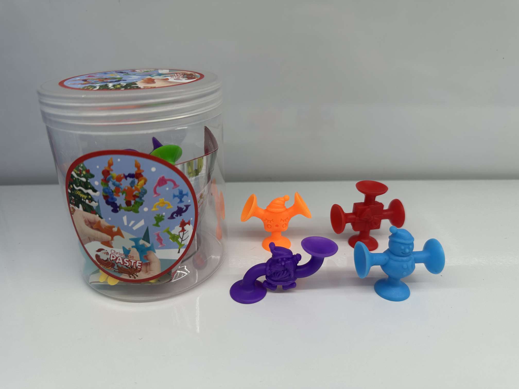 Children's educational DIY soft rubber suction cup building blocks bathroom suction cup toys Halloween and Christmas Series box set