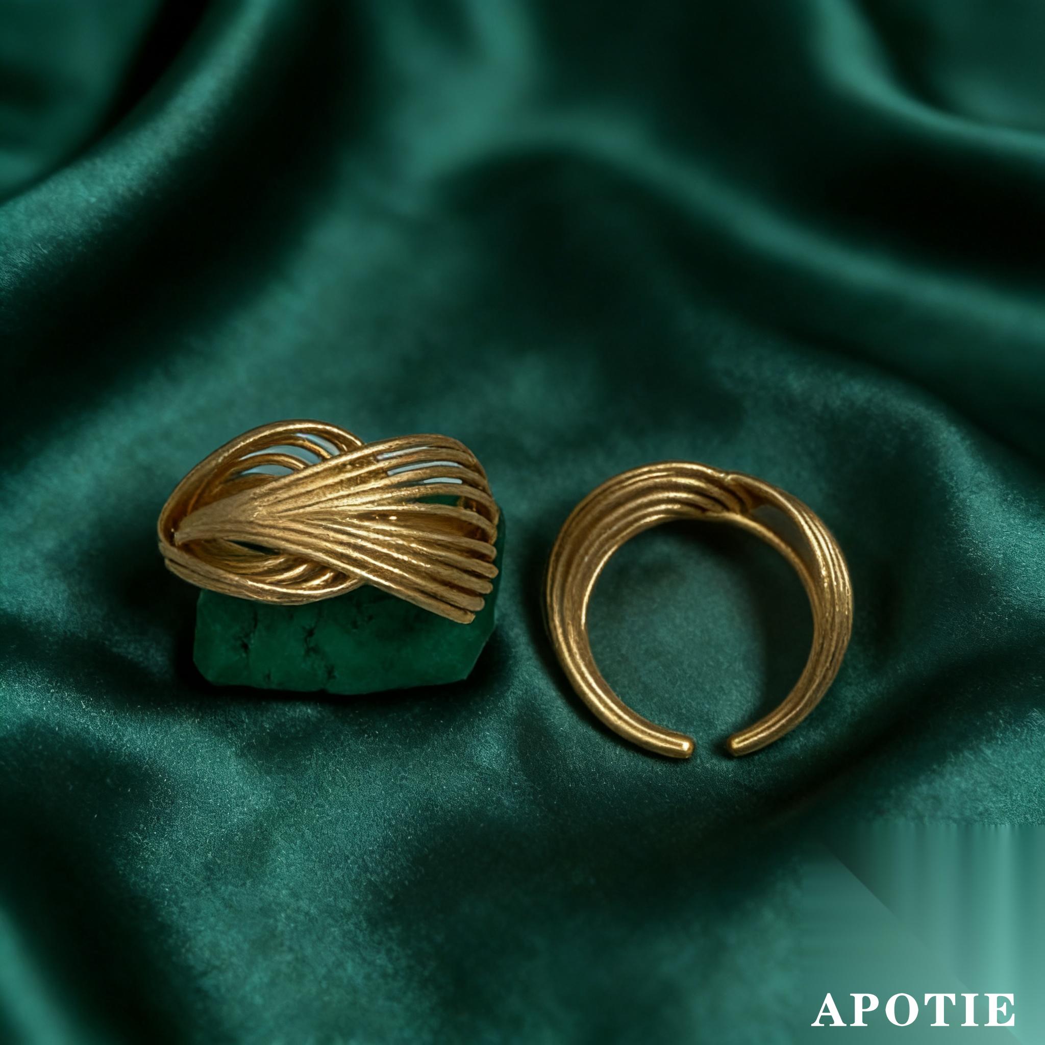 The design sense line sandblasted and hollowed-out interwoven ring S925APOTIE by Opti detail image 3