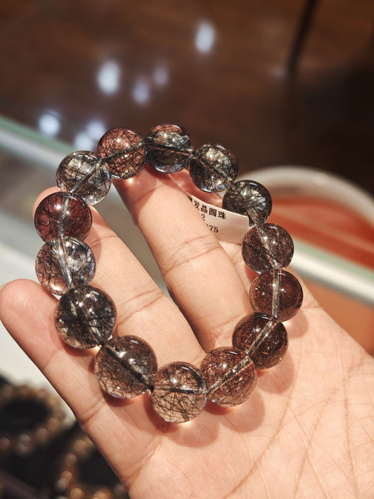 黑发晶手串 天然水晶 天然水晶手串水晶天然水晶