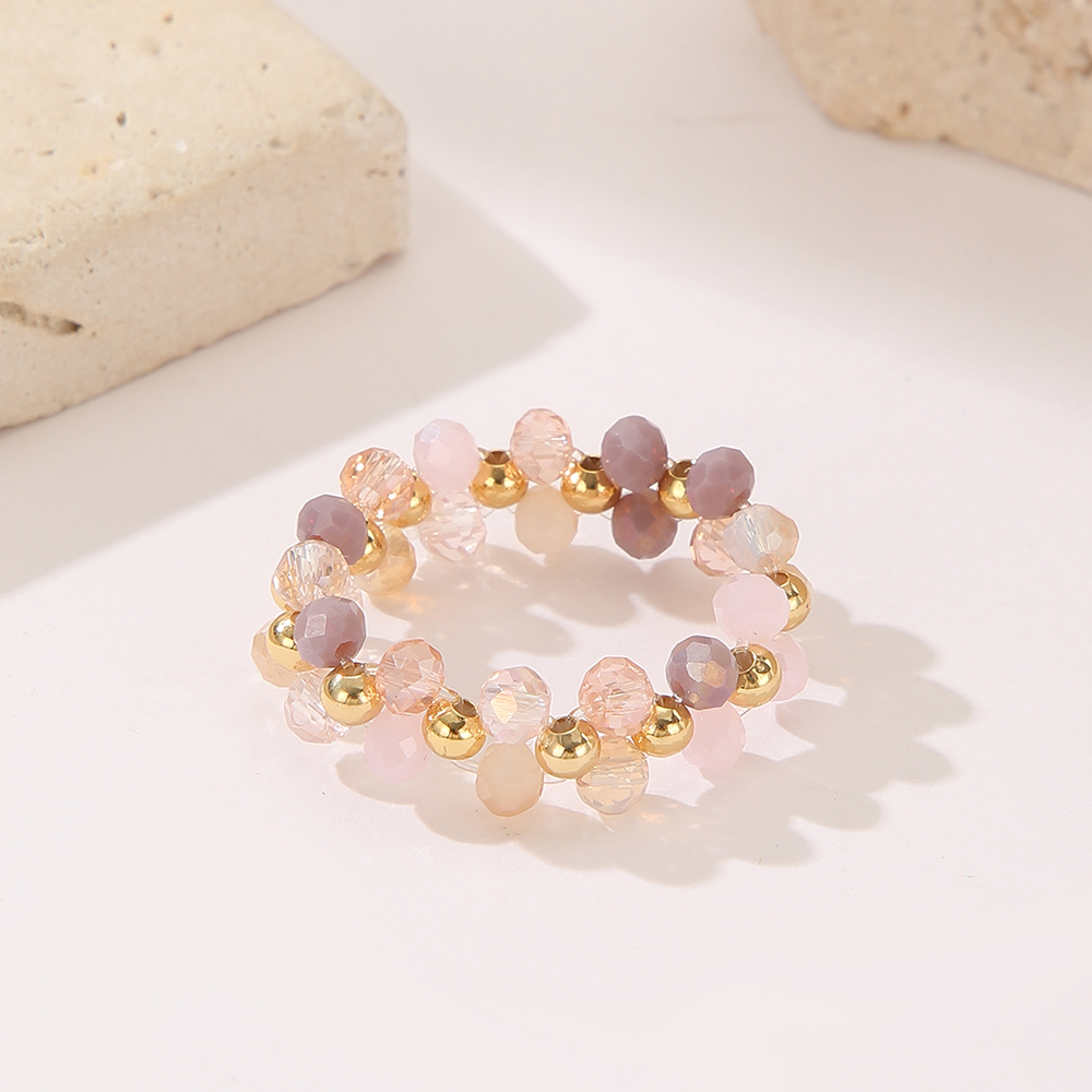 云逸饰家 七彩水晶手链 戒指 项链套装 少女心彩色水晶饰品度假风小众锁骨链叠戴手链弹力戒指详情14