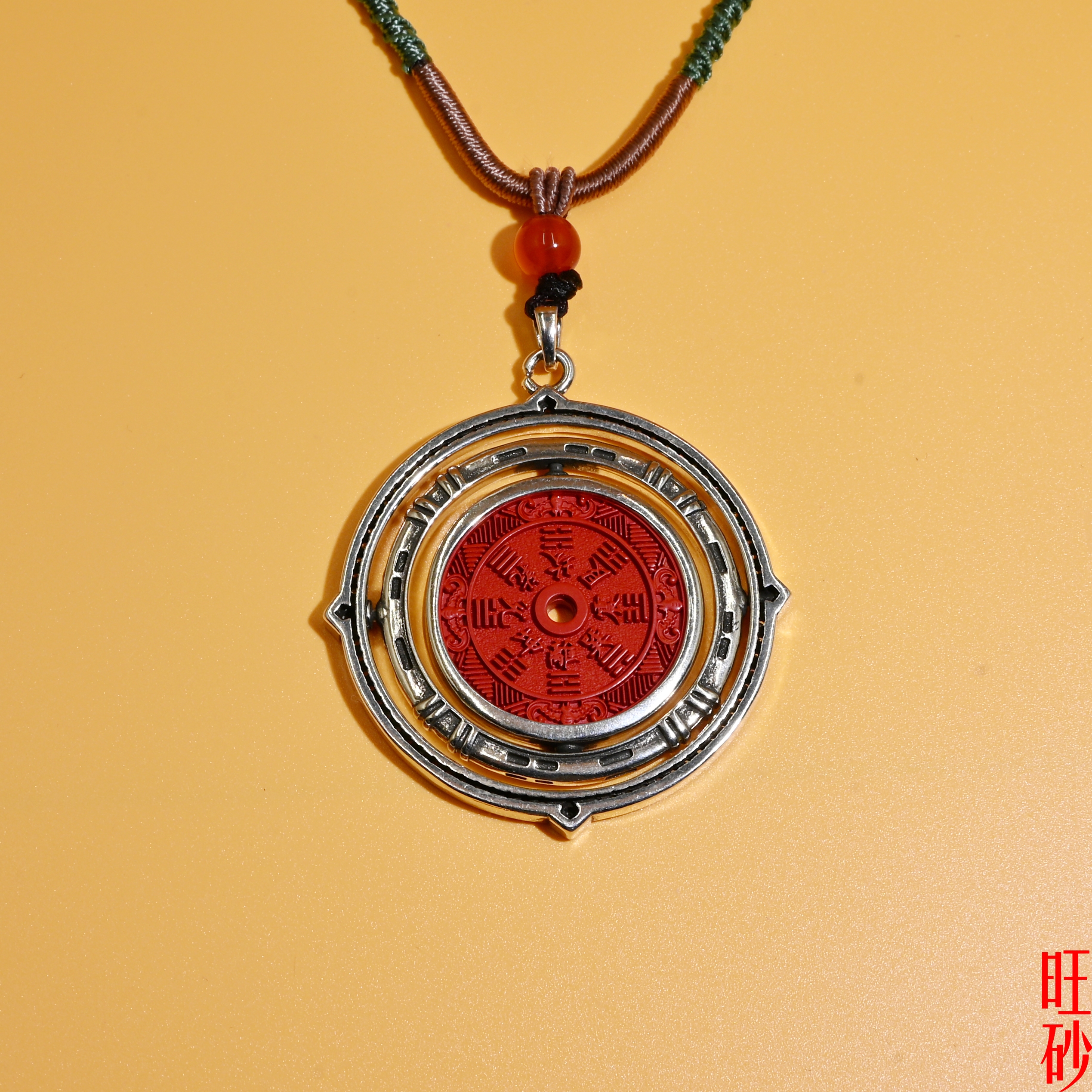 New Chinese-style rotating mountain ghost spending cinnabar pendant, men's and women's zodiac year sweater chain, high-end retro necklace Specification image