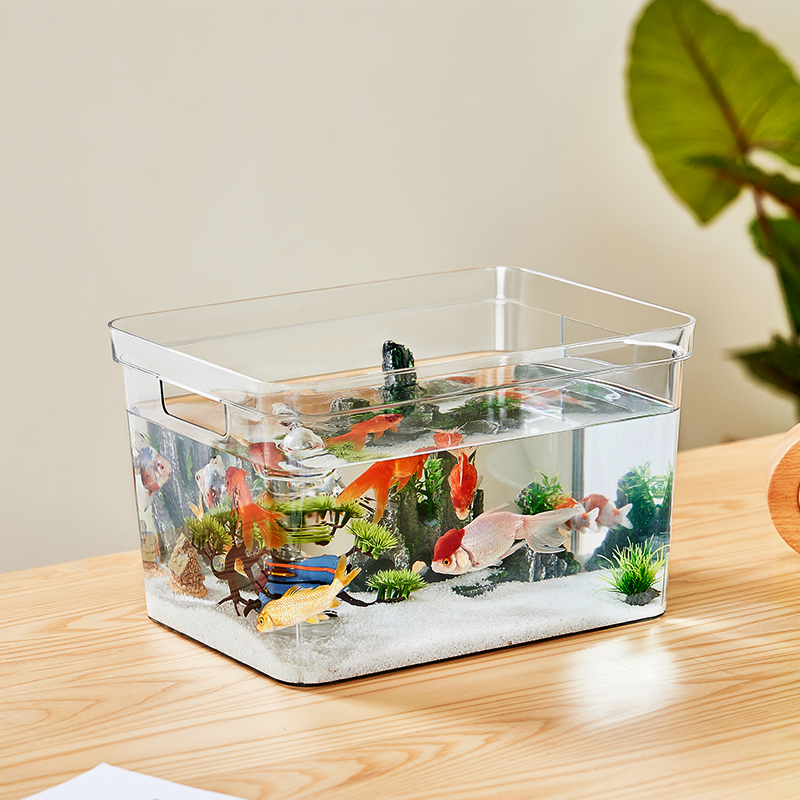 新手鱼缸防摔家用客厅小金鱼乌龟饲养仿玻璃亚克力小型桌面生态缸