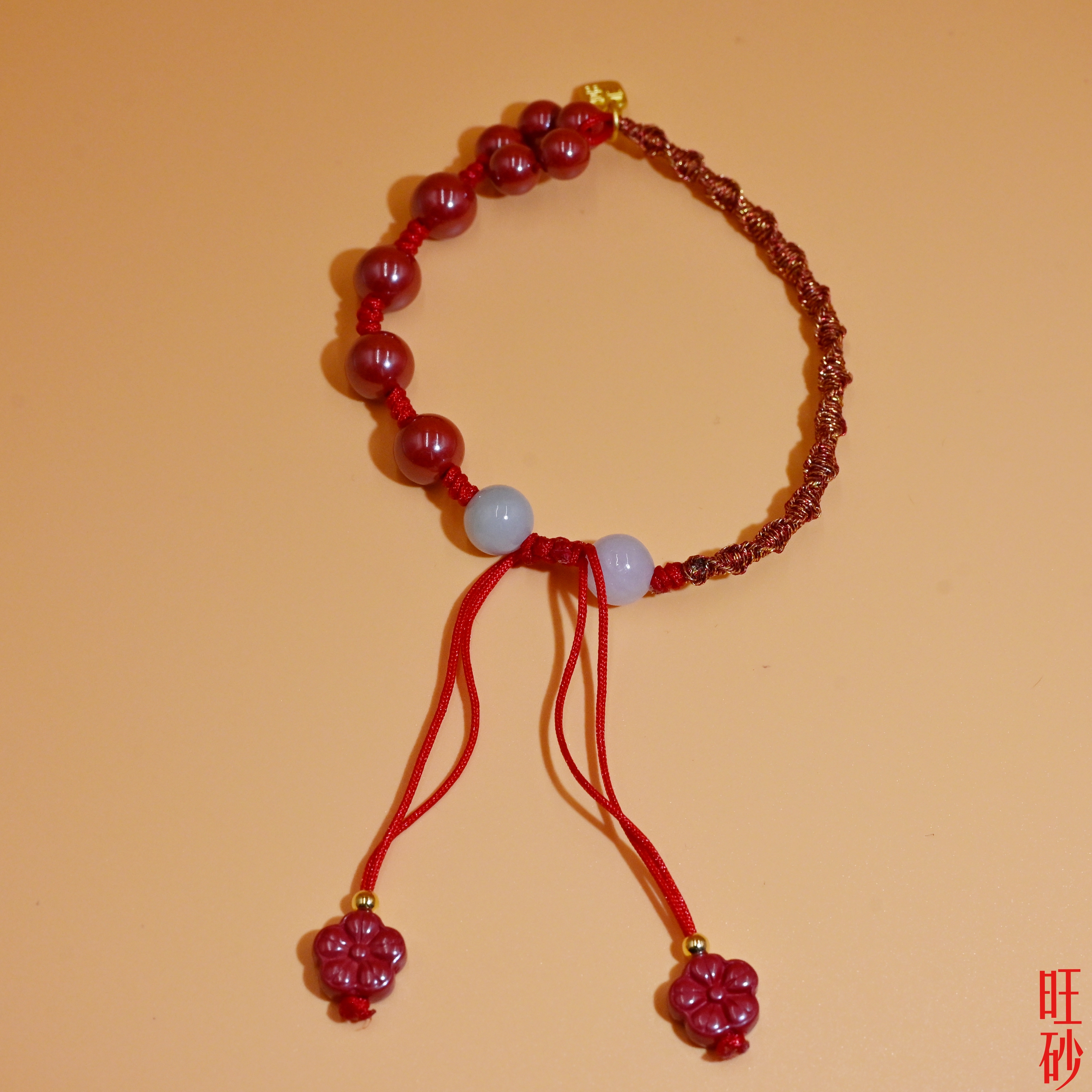 Plum blossom gold rope cinnabar bracelet, zodiac year beads for men and women, auspicious bracelet, emperor sand woven jewelry Specification image