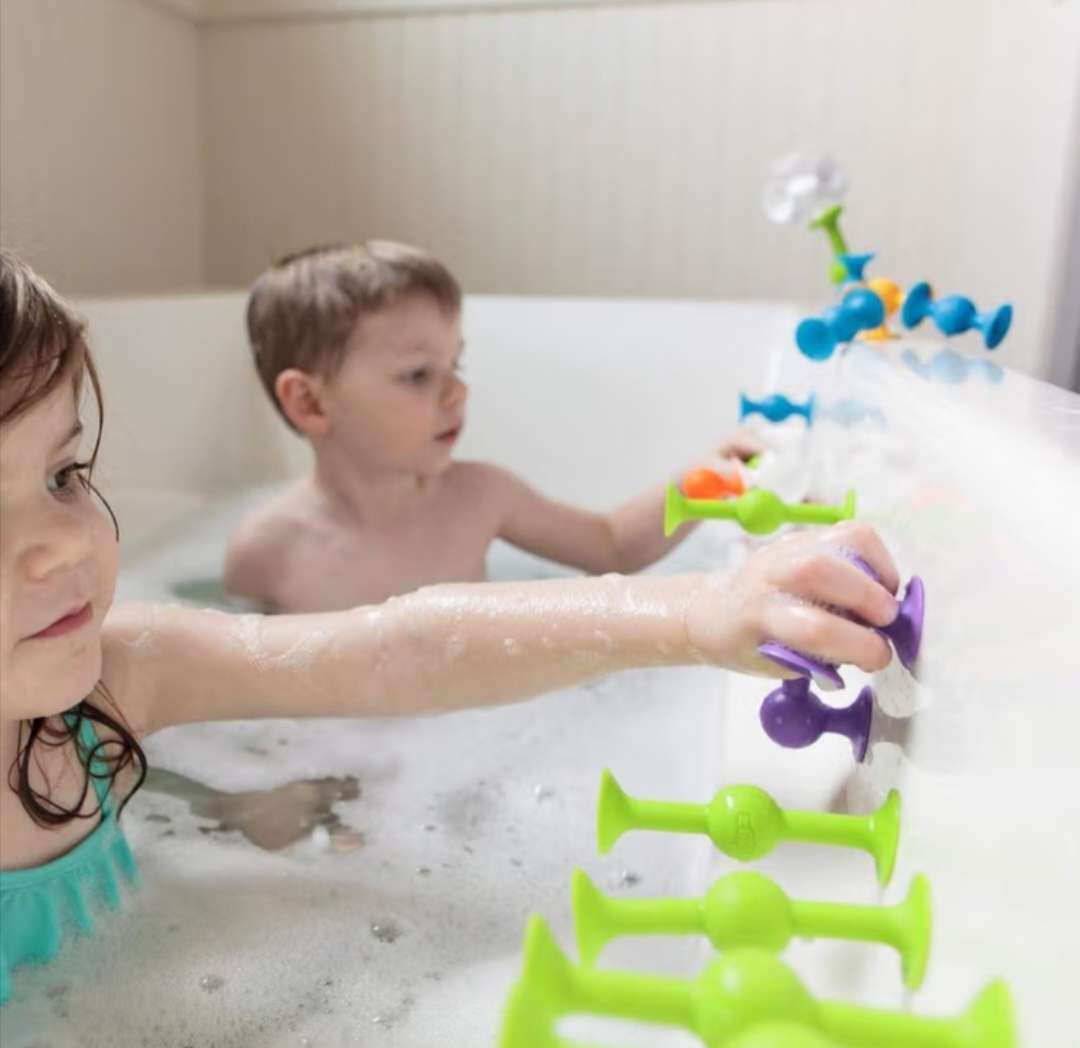 儿童益智软胶积木浴室吸盘玩具洗澡DIY拼接积木小号蜜蜂系列28颗彩袋包装详情图2