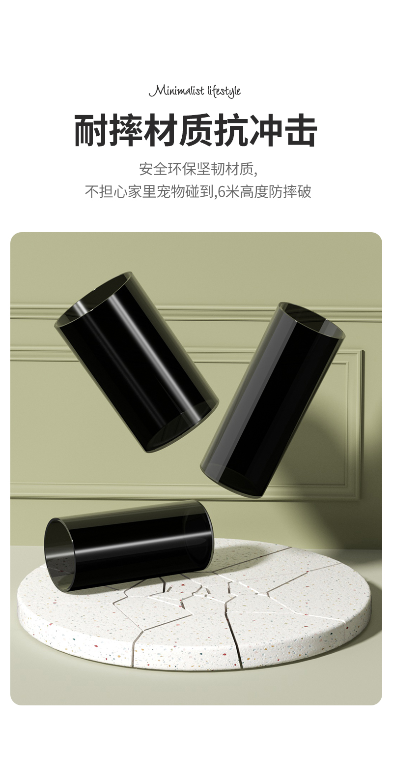黑色花瓶圆柱中古情绪稳定插花桌面塑料仿陶瓷轻奢落地水养花盆详情5