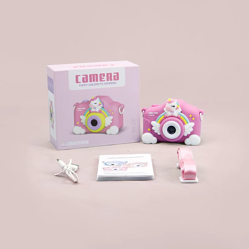 The children's camera can take photos and children can record videos. The game supports multiple languages. The cartoon unicorn is protected by a silicone case and is shock-resistant. It is an export cross-border e-commerce toy that can insert a card and play mp3 music undefined