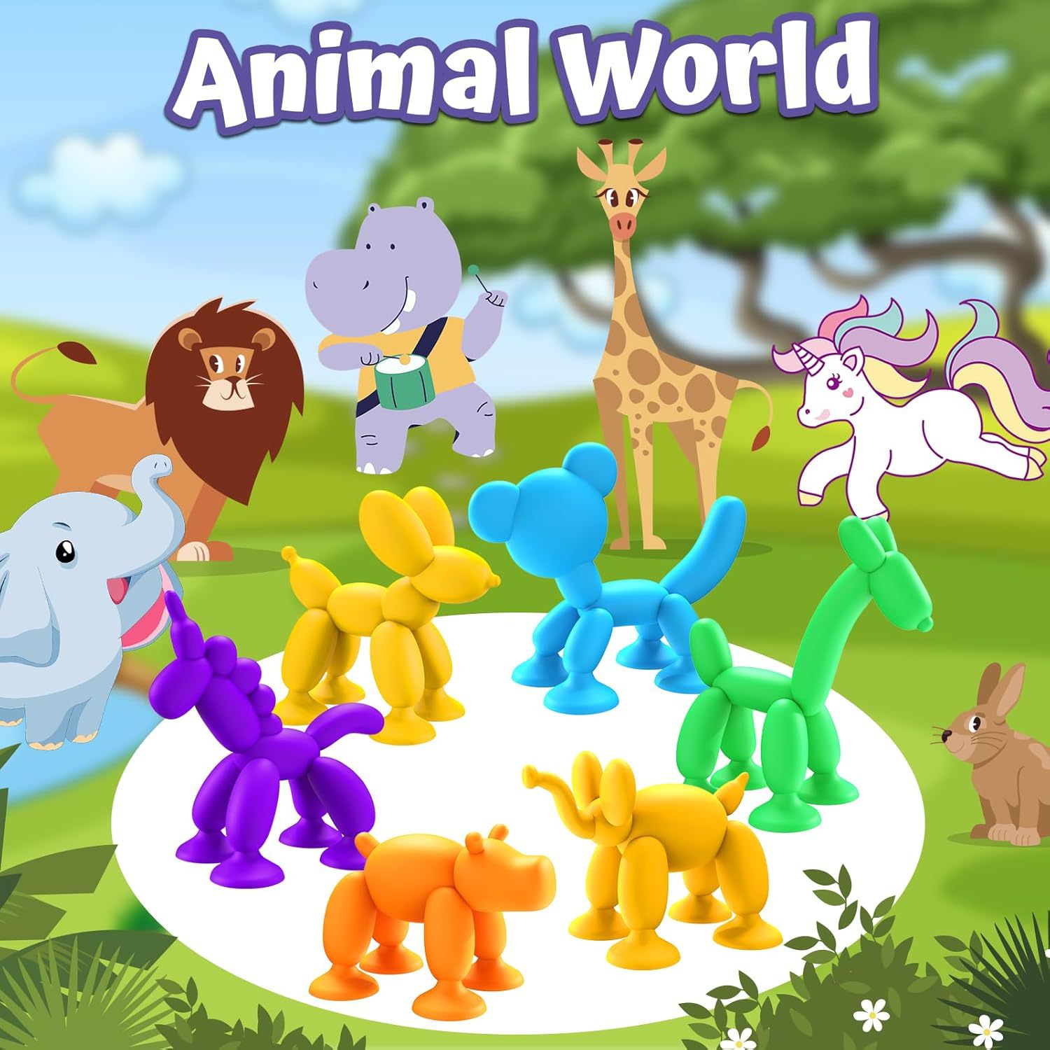 儿童益智软胶积木浴室吸盘玩具气球狗系列DIY拼接积木详情图4