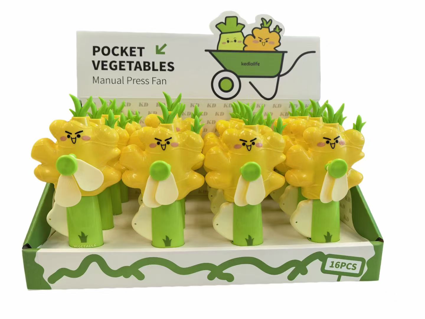 卡通蔬菜造型手动风扇手持小电风扇学生挂脖户外便携小风扇