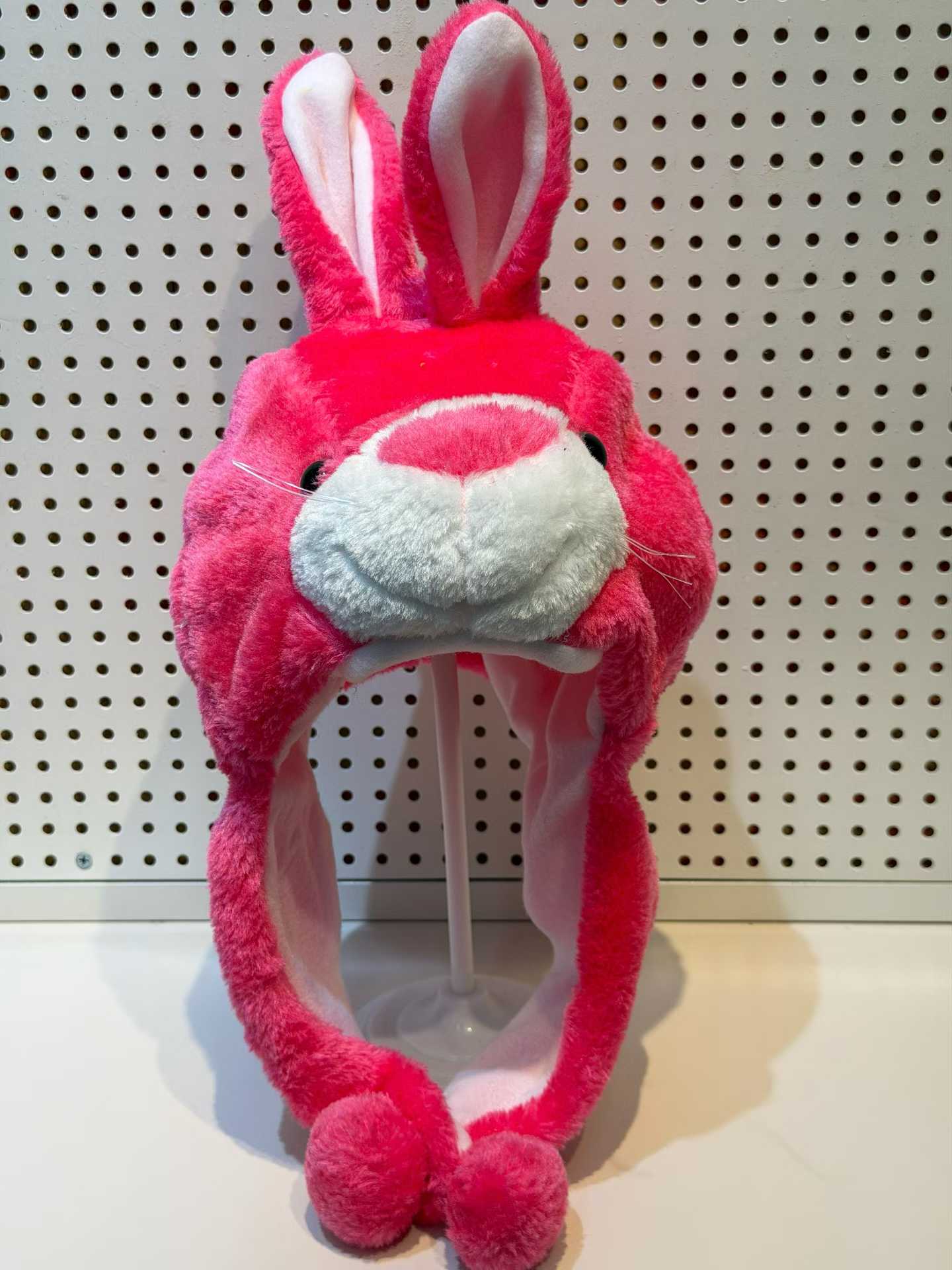 粉色兔子造型玩偶毛绒玩具帽子定制批发毛绒玩具可爱卡通
