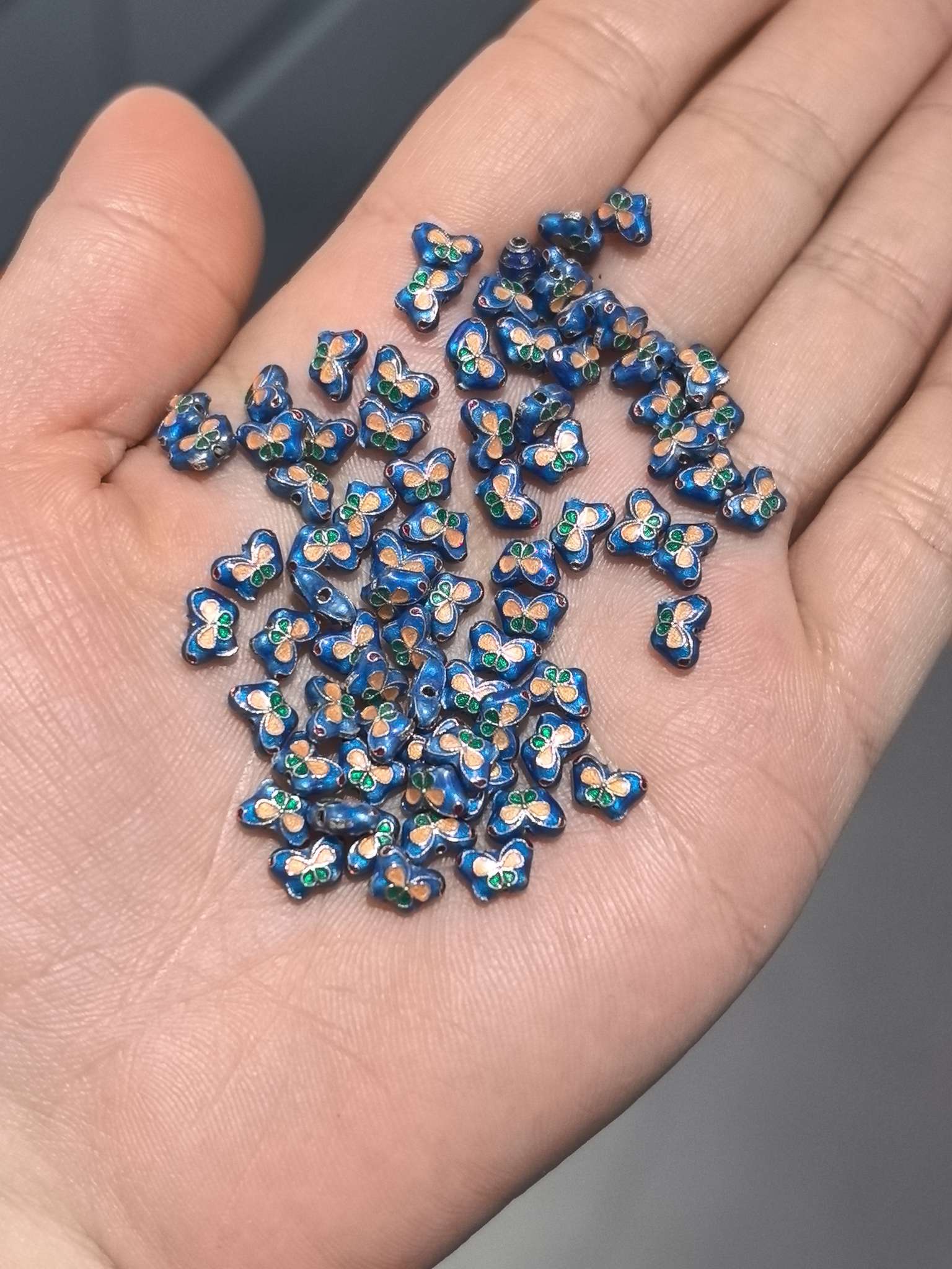 s925 Silver brocade blue butterfly spacer p2875 6.3*4.2 small Specification image