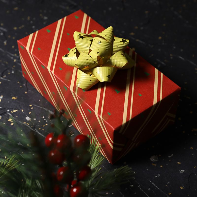 Christmas latte art, three-dimensional star flower, festival, wedding, New Year gift box, DIY finished product, bow, ribbon