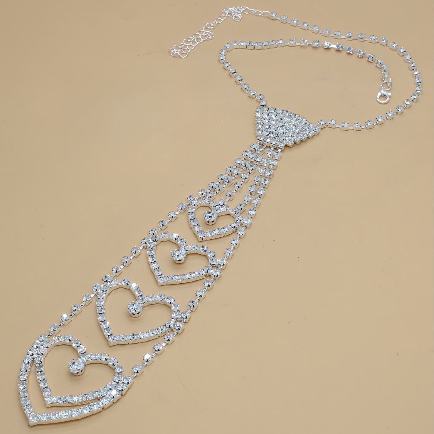 欧美风高级感闪钻桃心形领结项链个性小众爱心领带小众设计高级感详情图8