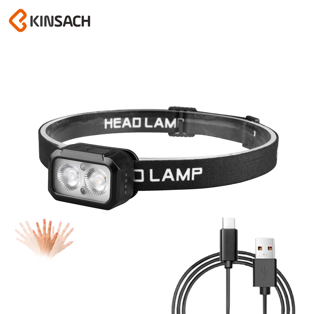 KINSACH头灯人体感应式头戴灯头上灯手电筒强光便携