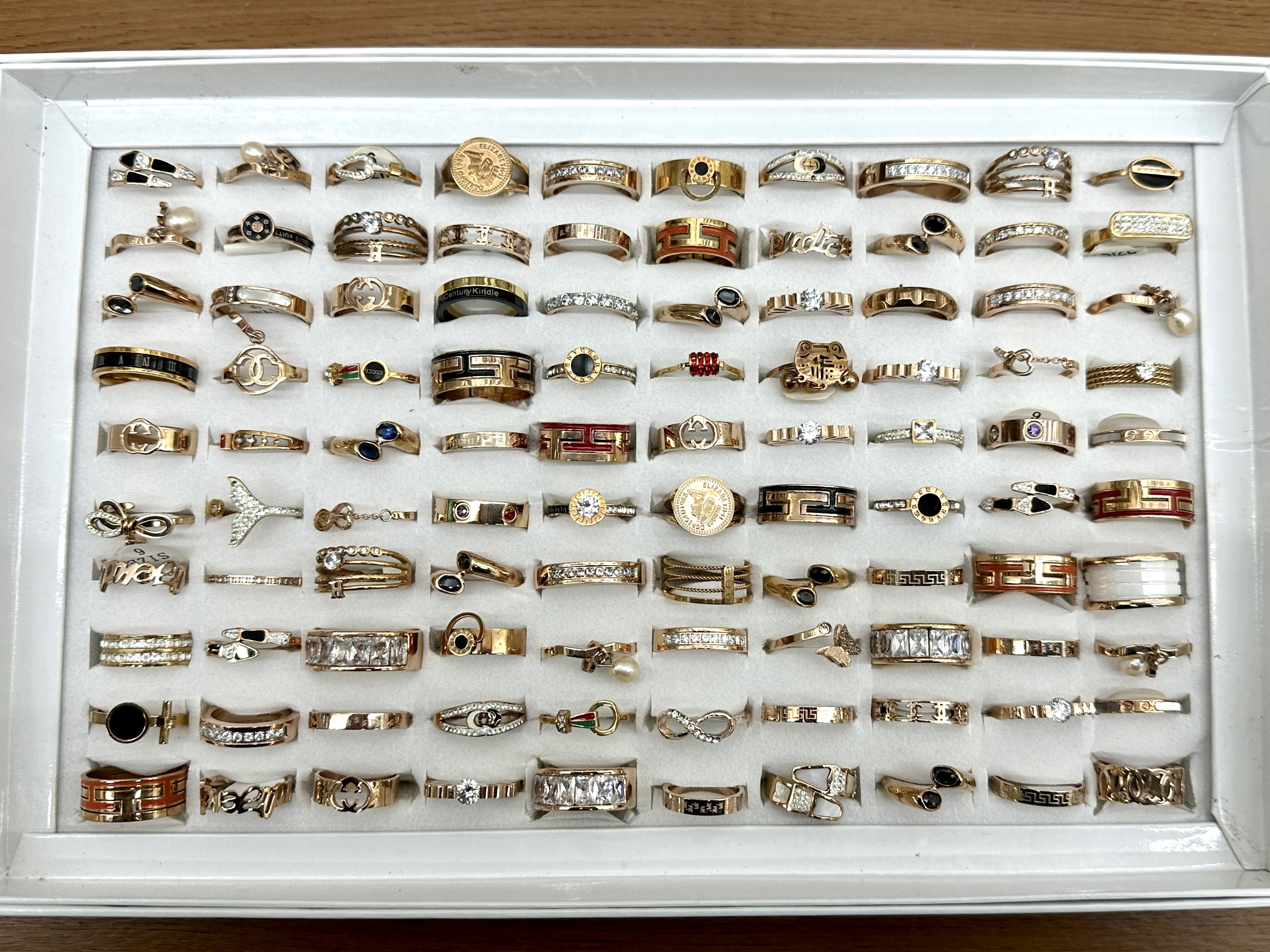 时尚个性精品店地摊配货镶钻钛钢戒指玫瑰金潮流对戒男女情侣礼物详情1