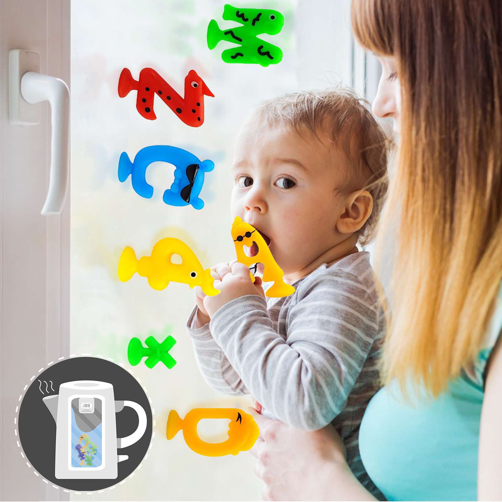 Children's educational soft rubber building blocks, bath suction cup toys, Little Fish series, each pack contains 6 pieces, 200 pieces detail image 6