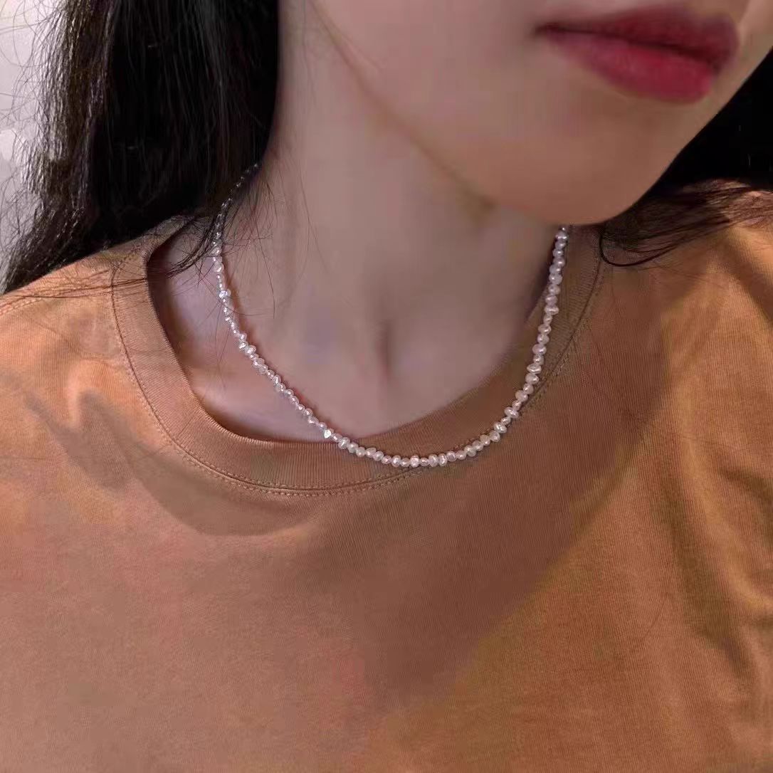 项链/珍珠/天然石项链/珍珠链条女款拼接气质/珍珠项链细节图