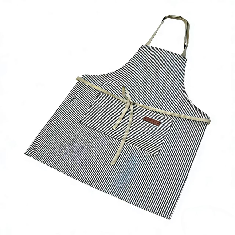 Cross-border best-selling kitchen apron advertising printed logo gift customized apron, polyester-cotton striped halter apron wholesale details Picture