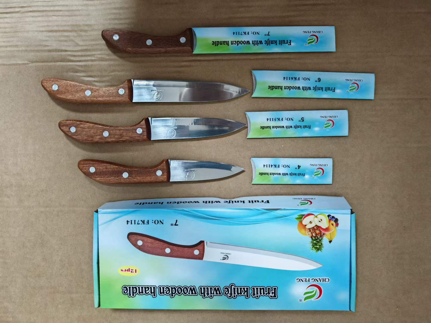 便携水果刀套装齿刀水果西餐刀具收纳袋木柄