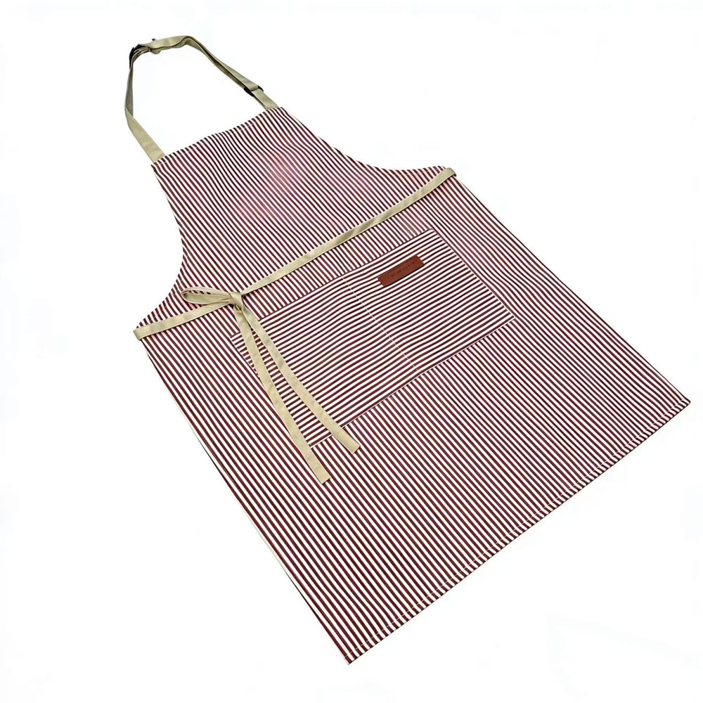Cross-border best-selling kitchen apron advertising printed logo gift customized apron, polyester-cotton striped halter apron wholesale Specification image