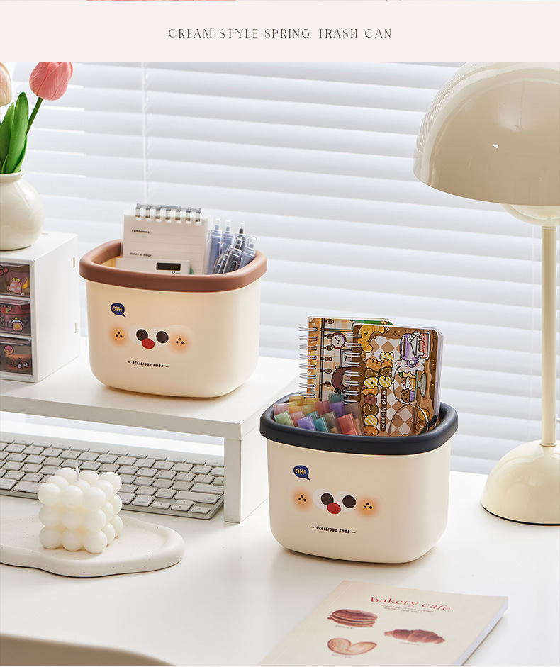 J06-6878桌面迷你垃圾桶学生宿舍塑料杂物桶客厅卧室卡通收纳桶详情图12
