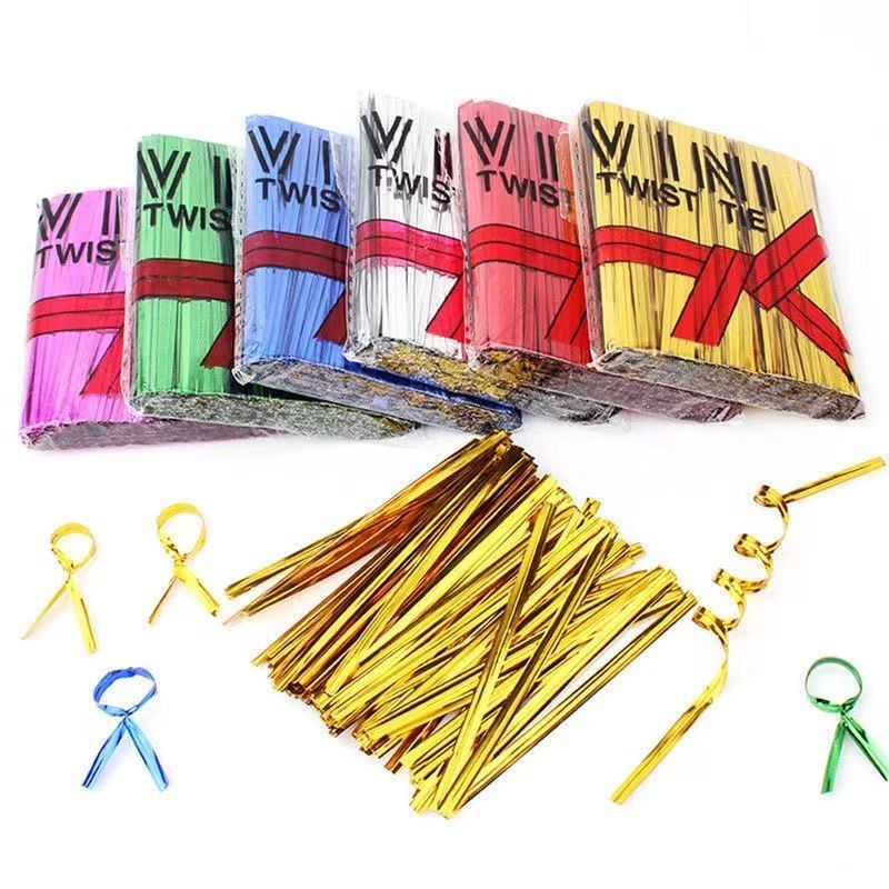Golden wire tie, metal tie strap, binding wire, tie strip, decorative gold wire, iron wire rope, bread, food, gift, bag sealing detail image 7