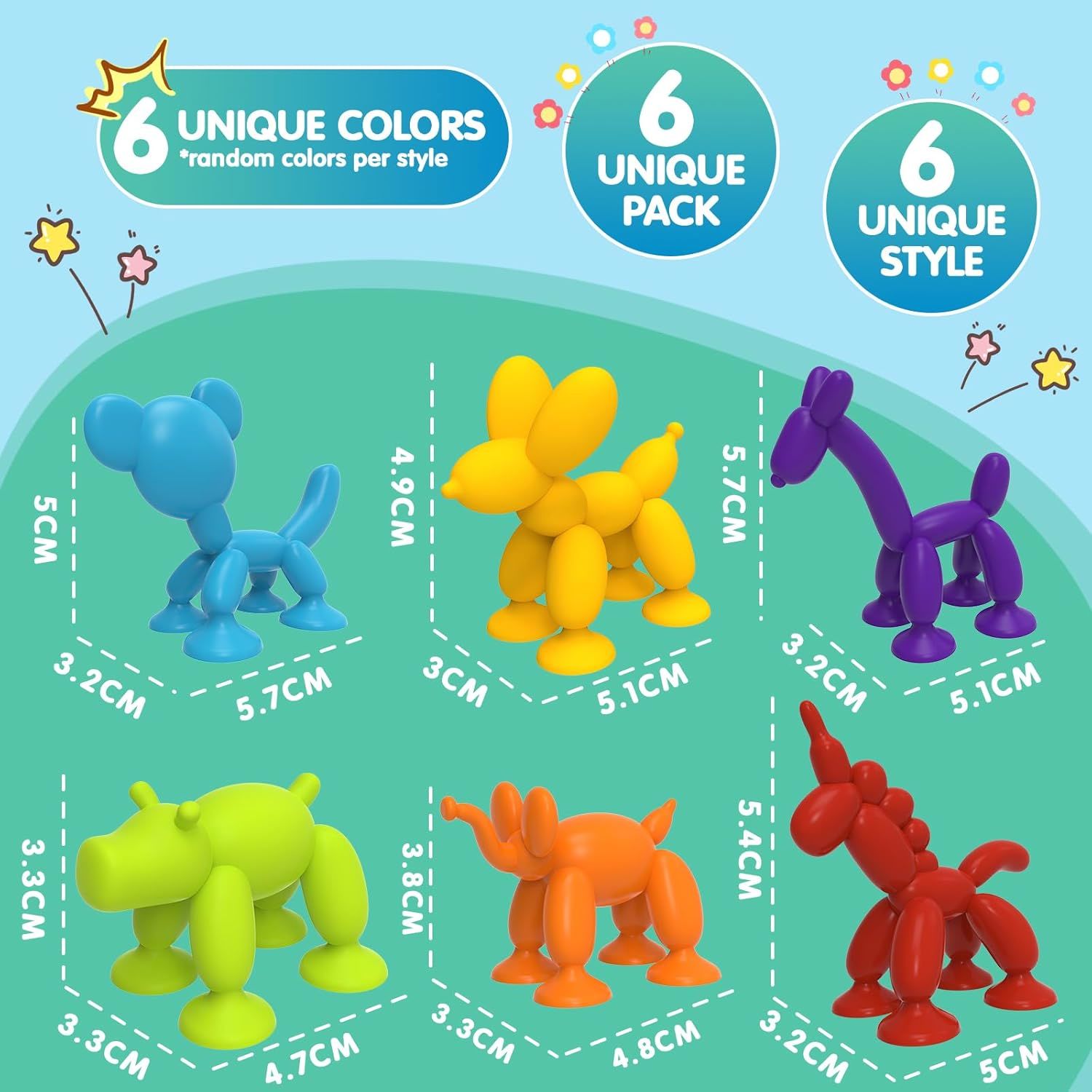 Children's educational soft rubber building blocks, bathroom suction cup toys, bath balloon dog series, 12 eggshell color box set Application Scenario