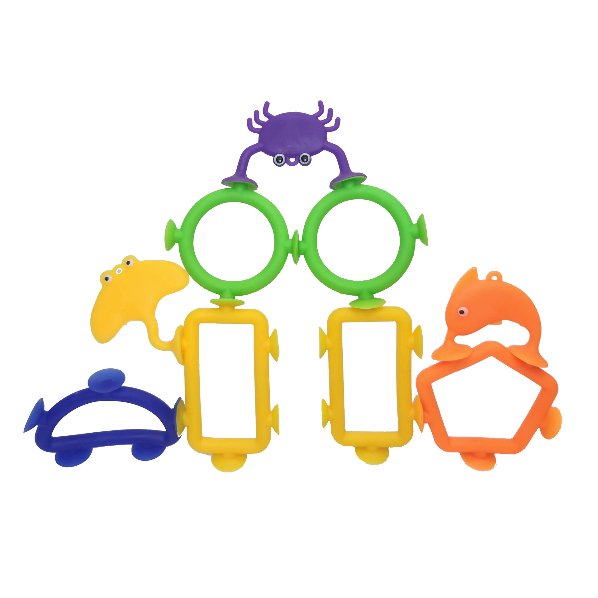 Children's educational soft rubber building blocks, bathroom suction cup toys, early education toys for bathing, graphic series, 8 pieces in color bags, 200pcs Specification image
