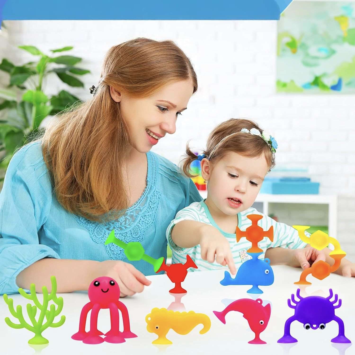 Children's educational soft rubber building blocks, bath suction cup toys, Little Fish series, each pack contains 6 pieces, 200 pieces detail image 4
