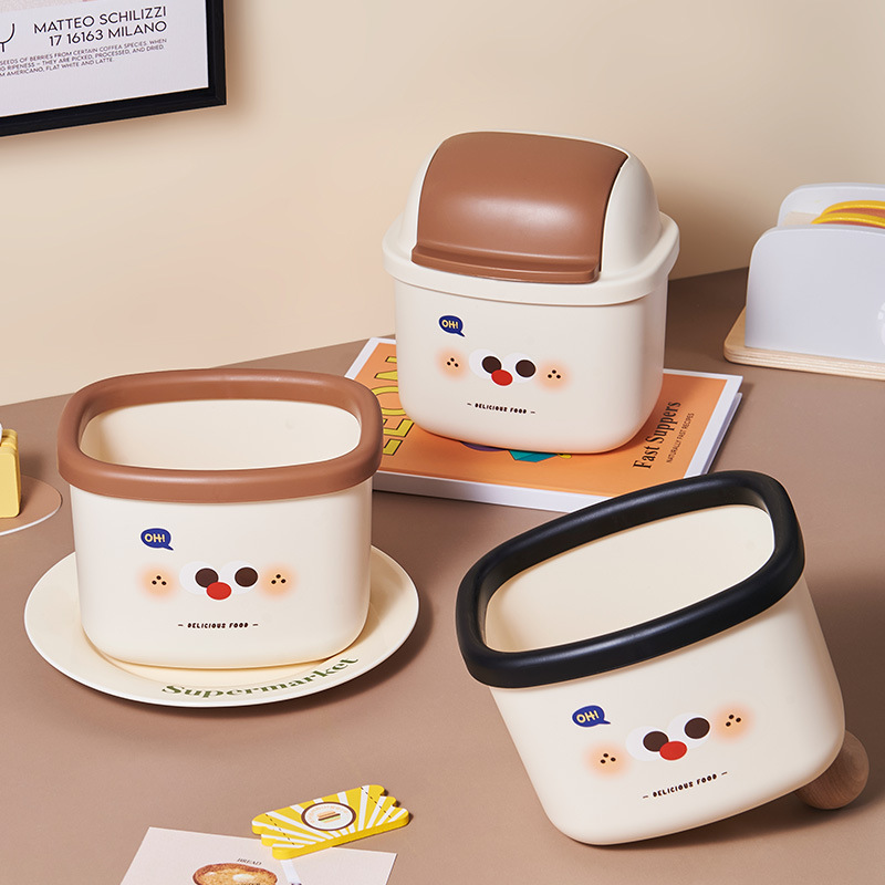 J06-6878桌面迷你垃圾桶学生宿舍塑料杂物桶客厅卧室卡通收纳桶