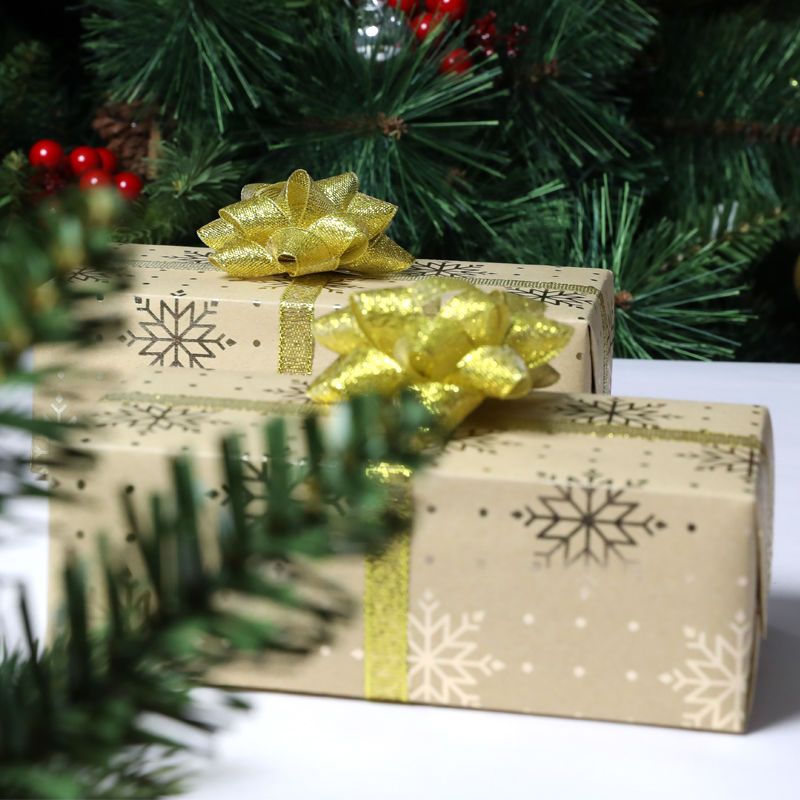 Gold and silver scallions, glittering stars, latte art, Christmas wedding gift box, DIY bow, solid color three-dimensional finished product detail image 5
