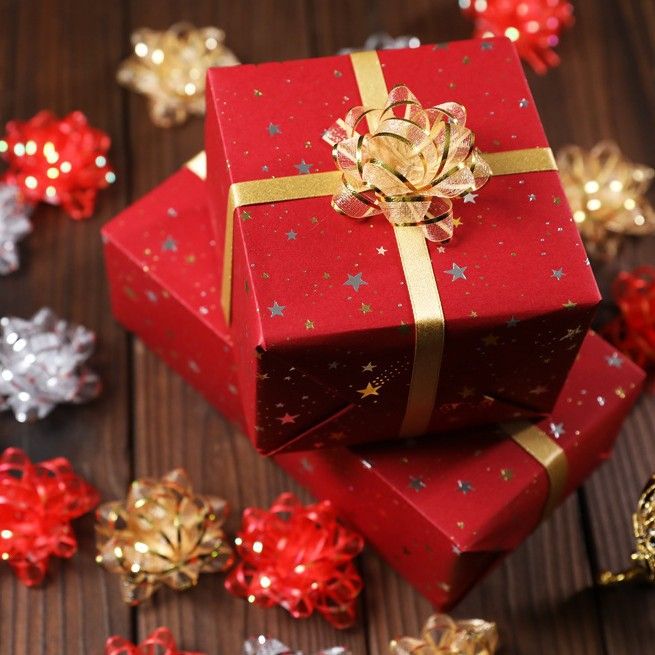Snow gauze star flower, gold and silver gift box, latte art, New Year's Day, birthday decoration, semi-circular transparent flower ball detail image 2