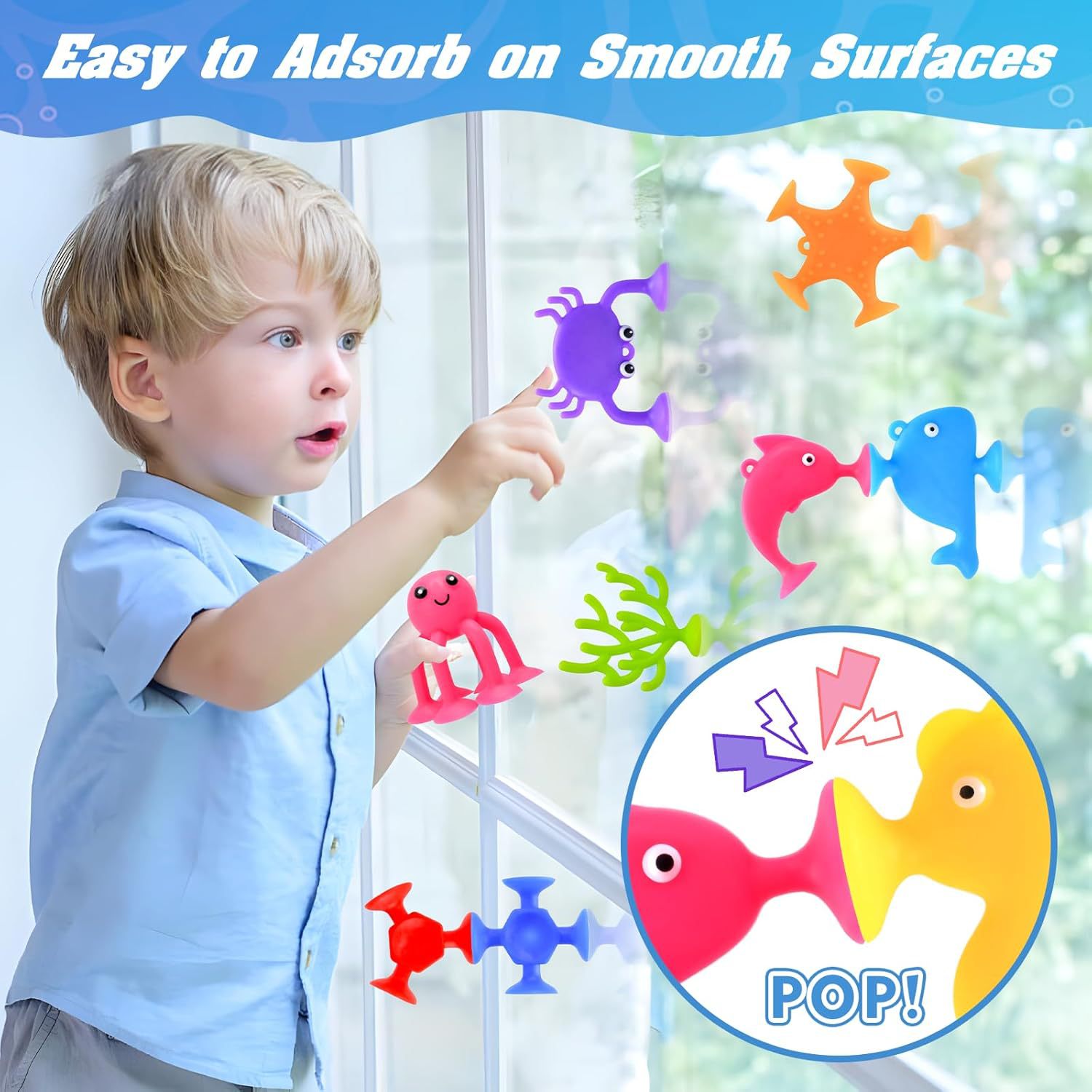 Children's educational soft rubber building blocks, bath suction cup toys, Little Fish series, each pack contains 6 pieces, 200 pieces detail image 3
