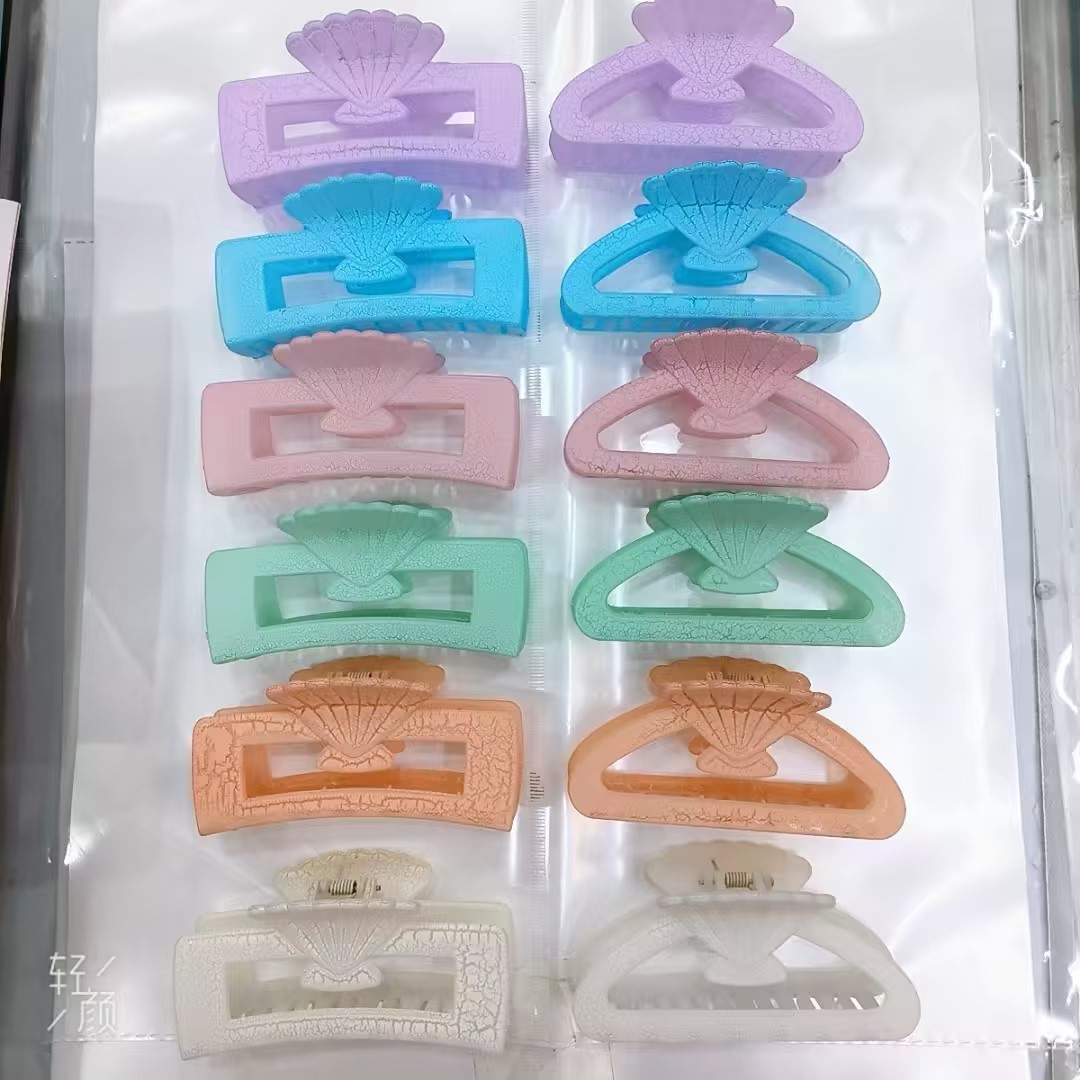 大号磨砂感抓夹法式复古鲨鱼夹后脑勺简约果冻色发夹盘发头饰