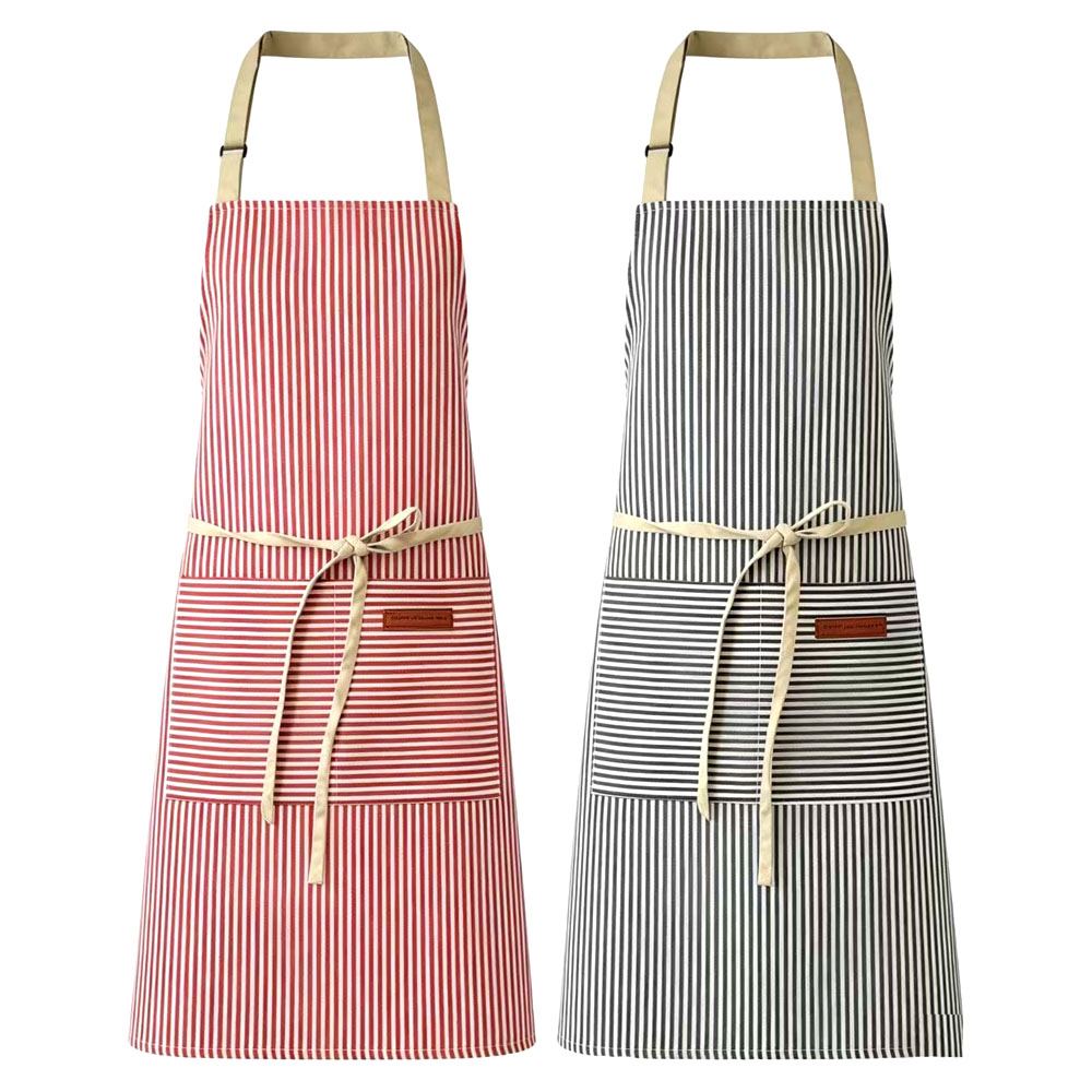 Cross-border best-selling kitchen apron advertising printed logo gift customized apron, polyester-cotton striped halter apron wholesale Item Picture