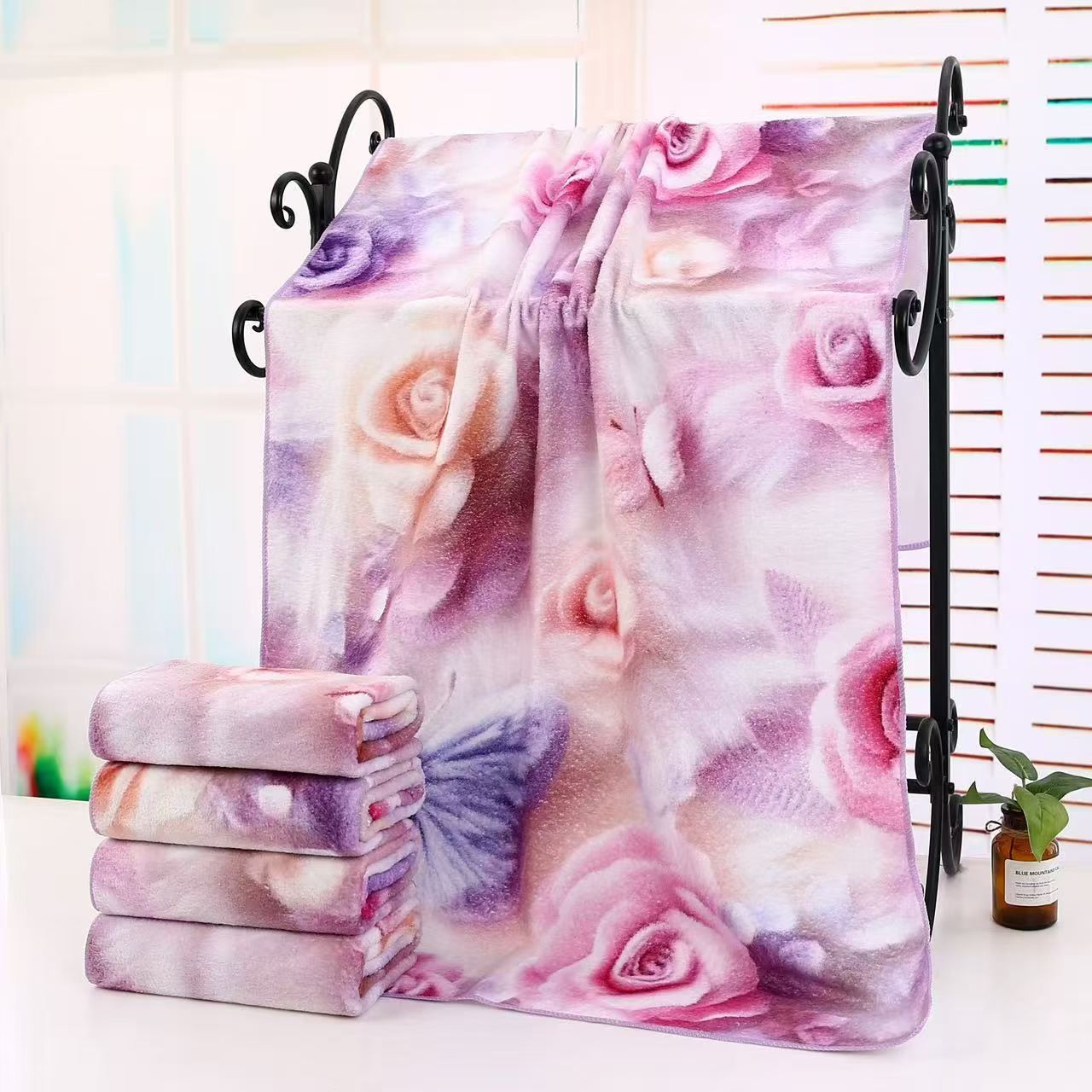 Manta engrosada caliente de algodón para el hogar cubierta de invierno suave y cómoda toalla de baño impresa grande 8D, ligera y suave y absorbente Item Picture
