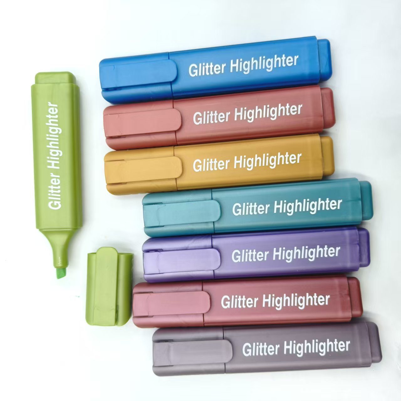 Colorful glitter metal highlighter pen set, back-to-school stationery, marker pen glitter silver glitter gold mark, foreign trade Item Picture