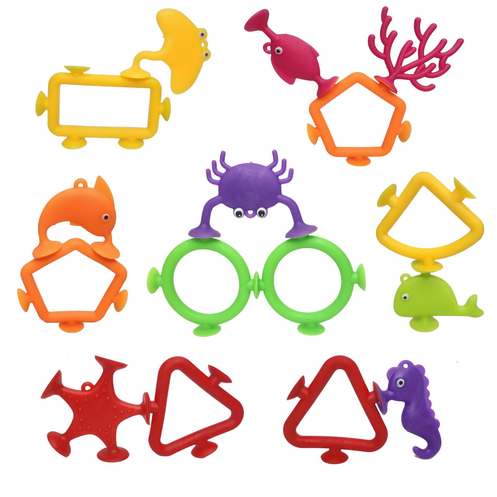 Children's educational soft rubber building blocks, bathroom suction cup toys, early education toys for bathing, graphic series, 8 pieces in color bags, 200pcs details Picture