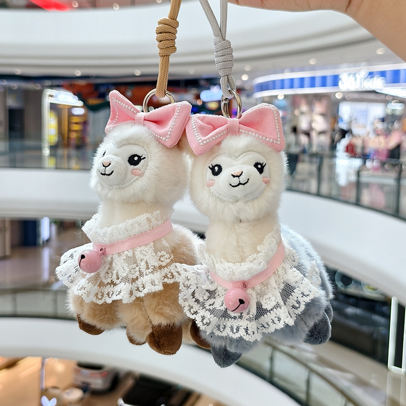 Bell alpaca creative 4-inch plush pendant, claw machine doll, key pendant, car schoolbag, hanging accessory, gift, cartoon transformation keychain, dress-up doll pendant, plush toy, cute wholesale details Picture