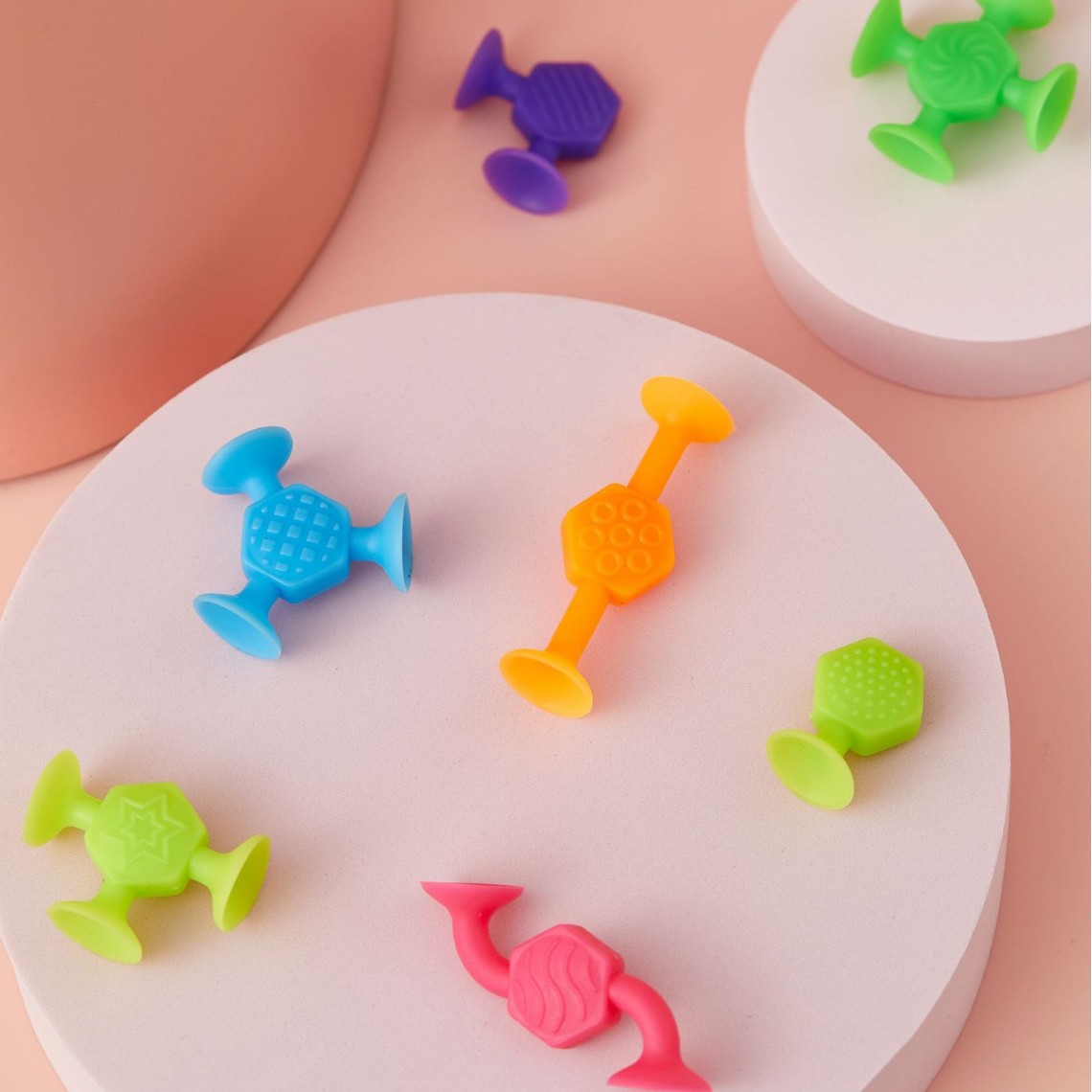 Children's educational soft rubber building block suction cups, bathroom toys, early education texture hexagonal graphic series, sports animal series, 25 pieces per box, 60pcs detail image 4