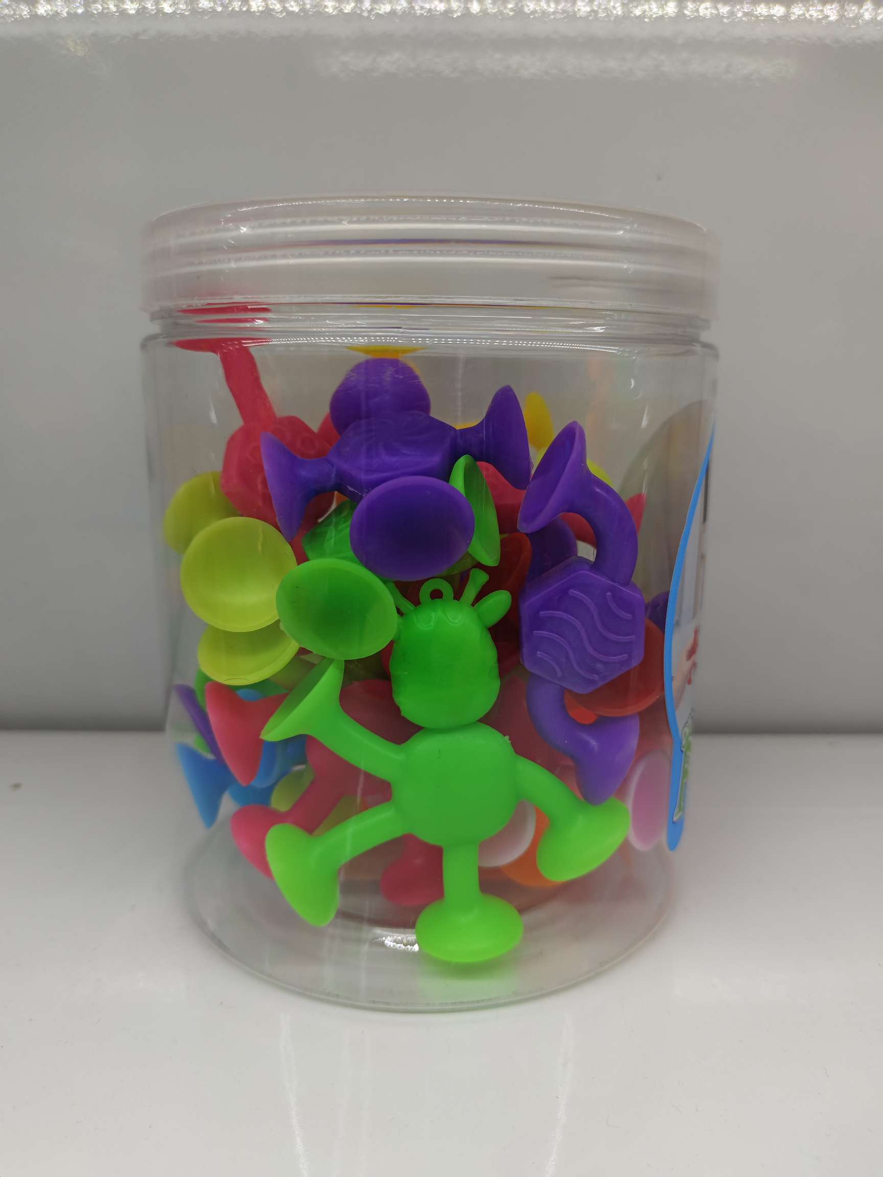 Children's educational soft rubber building block suction cups, bathroom toys, early education texture hexagonal graphic series, sports animal series, 25 pieces per box, 60pcs details Picture