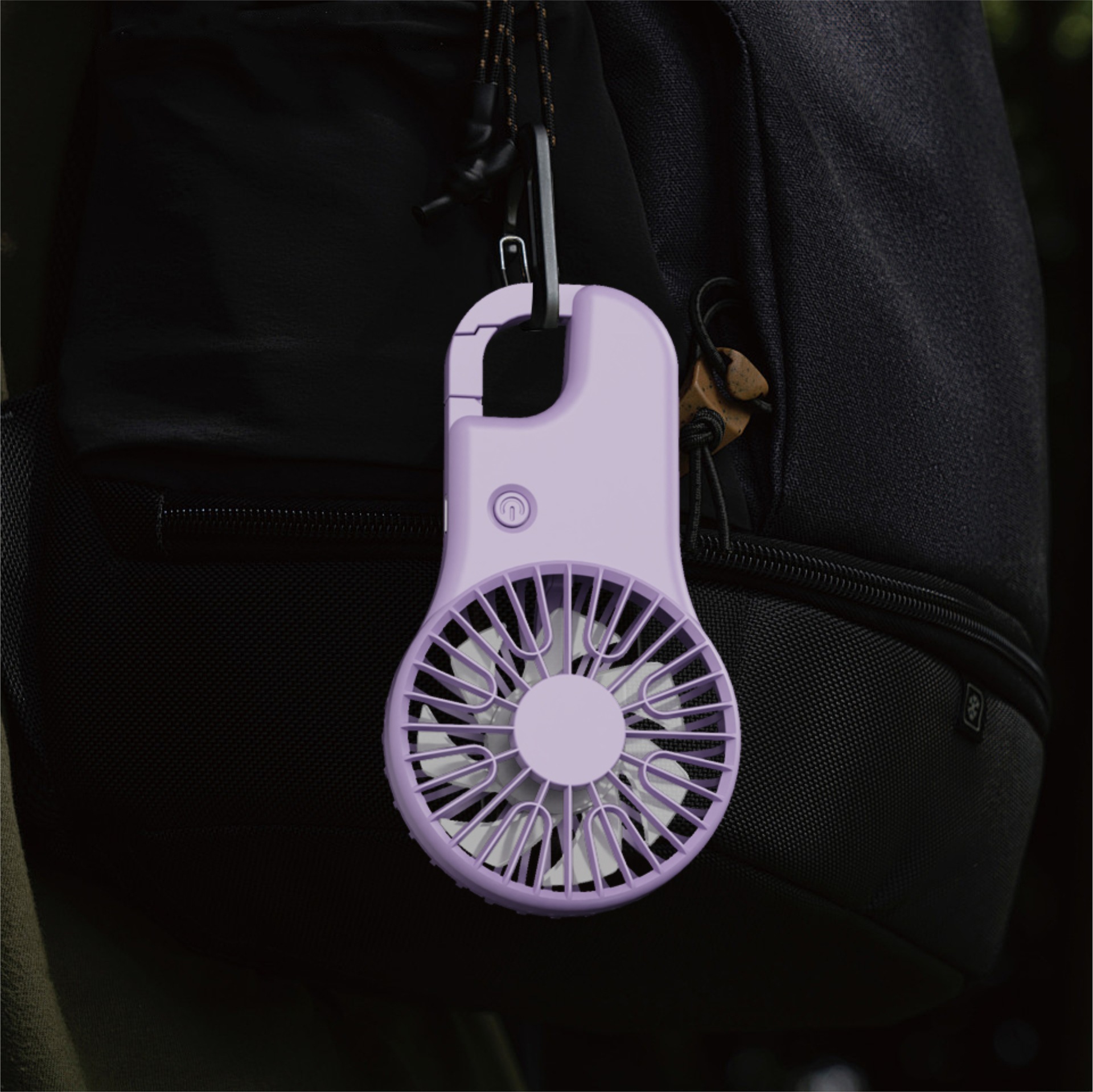 新款登山扣手持迷你小风扇 口袋便携充电户外USB风扇印刷礼品 紫色
